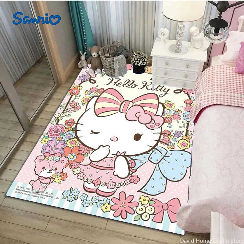 Sanrio Hello Kitty Painting Area Rug Carpet for Home Living Room Childrens Bedroom Sofa Nonslip Kids Doormat Decor Mat Gift L251016