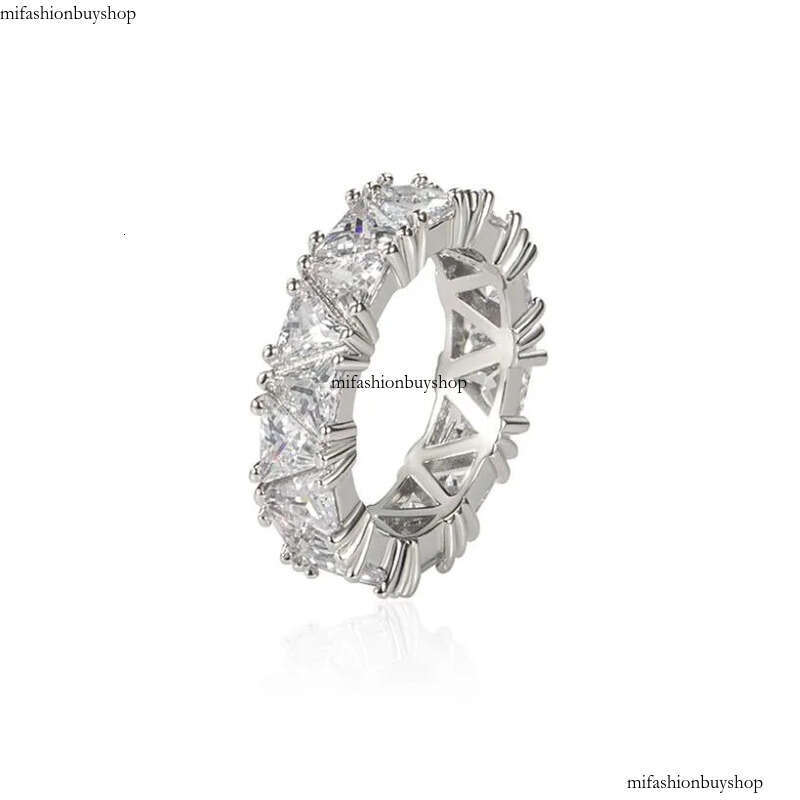 Rulalei Brand Wedding Rings Jewelry Sterling Sier Triangle White Moissanite CZ Dia Gemstones Women Engagement Band Ring Gift