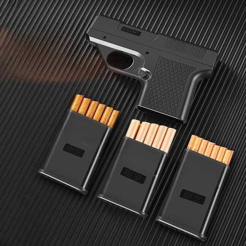 2023 New Clip Gun Type Butane Gas Lighter Three Capacity Cigarette Holder Windproof Jet Blue Flame Lighters Mens Gifts NO GAS C251016