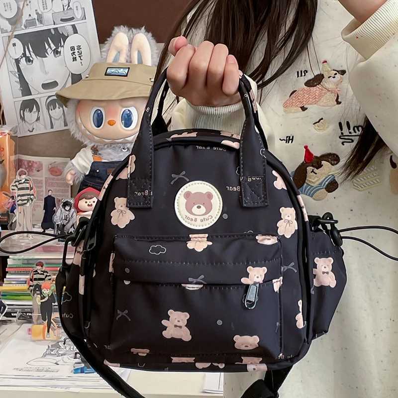Girls Small Backpacks Cute Bear Print Women Nylon Shoulder Bags School Mini Backpack LightWeight Purse For Ladies ShoppingT251016