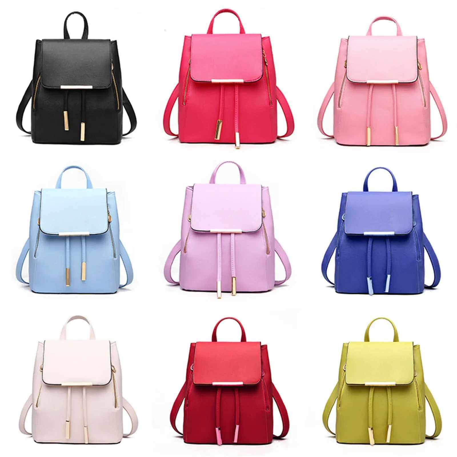 Women Backpack High Quality PU Leather Mochila Escolar School Bags for Teenagers Girls Leisure Backpacks Candy ColorT251016