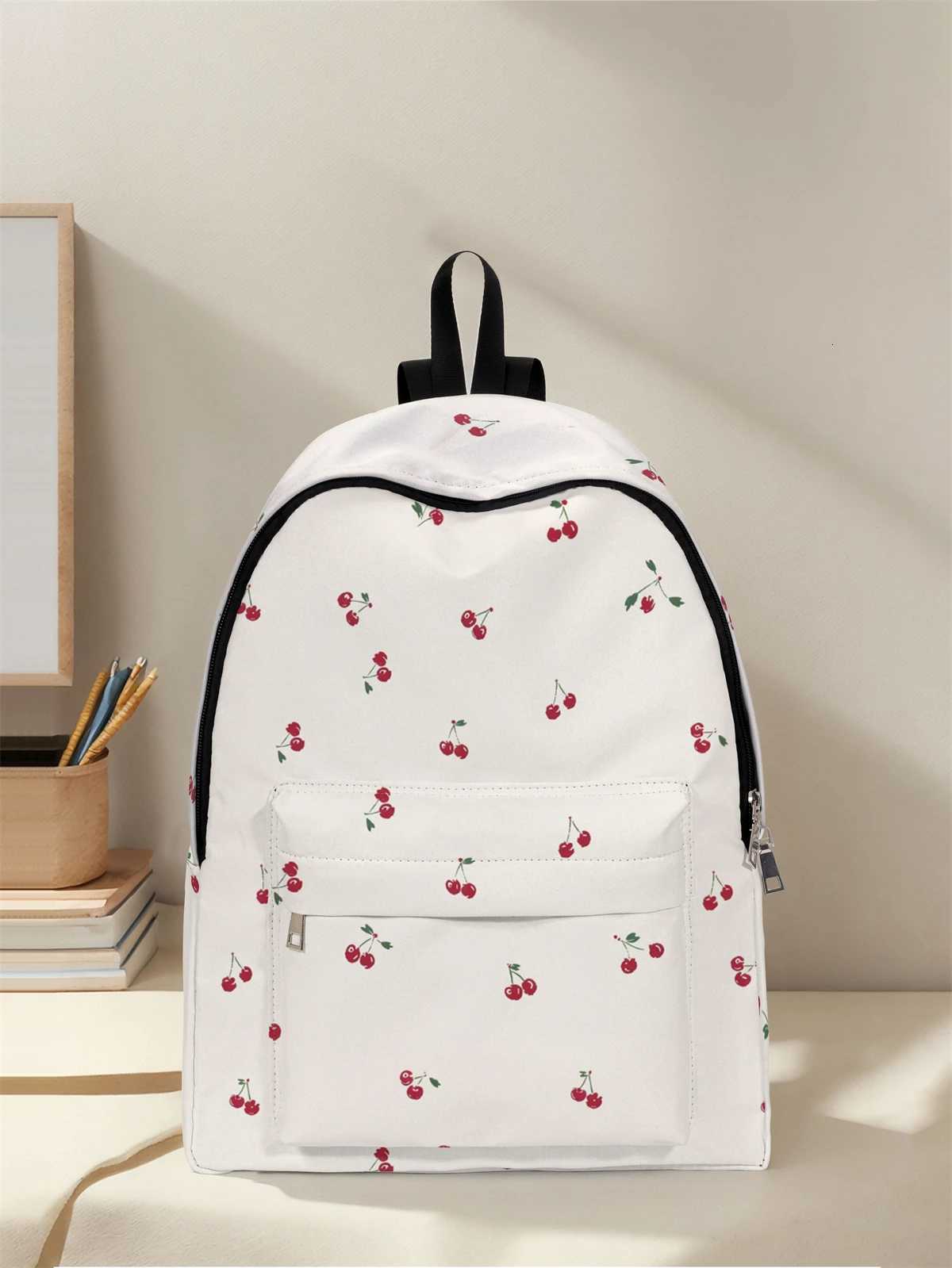Cherry patterned backpack 2025 new model casual travel backpack lightweight and simple casual travel backpackT251016