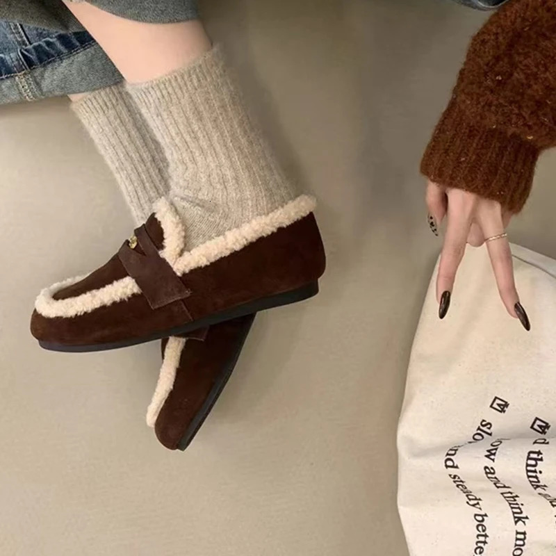 Slip On Shoes For Women Loafers Fur Autumn Female Footwear Slipon Moccasin Winter Retro Fall Dress Flat Moccasin Shoes Autu 251013