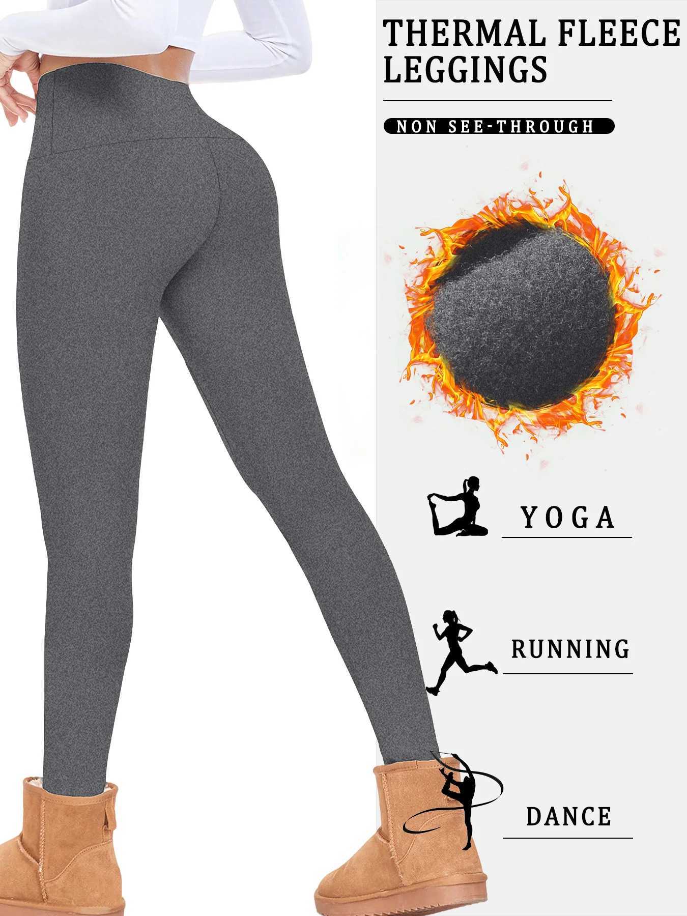 Womens Thermal Fleece Lined High Waisted Leggings Workout Winter Warm Thick Tights Soft Yoga PantsT251016