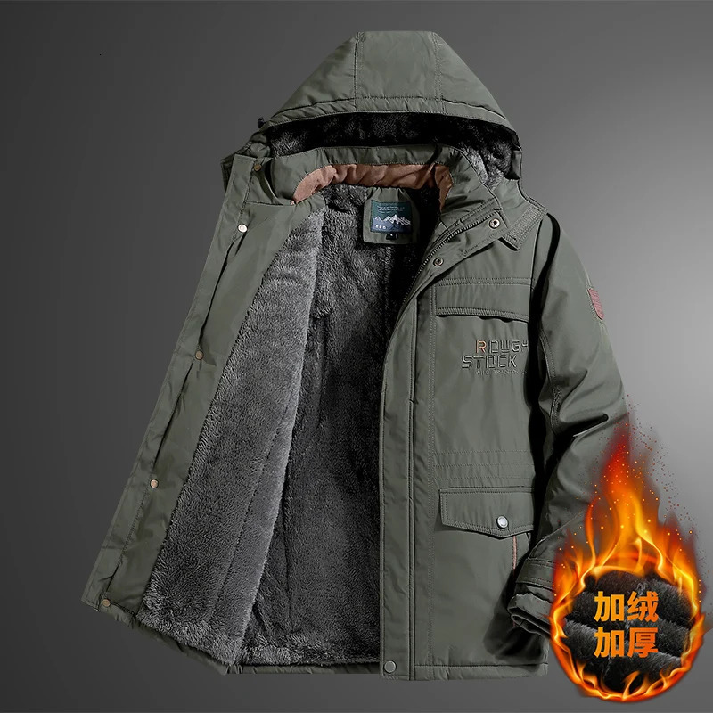 Men Winter Parka Down Jackets Military Windproof Hooded Parka Male Fur Collar Fleece Parkas Men Fashion Casual Thick Jacket 251028