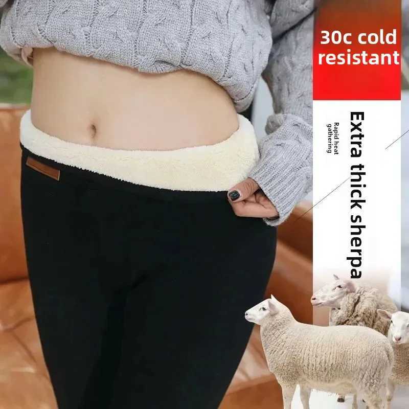 Thickened Fleece Lined High Waist Slim Fit High Waist Thermal Winter Leggings with Leather Tag Small Foot PantsT251016