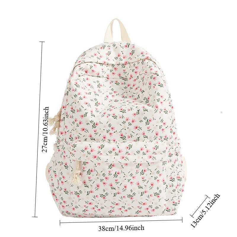 Corduroy Small Floral Backpack Casual Travel Backpack Large Capacity Fashion Teenagers Daypack Adjustable Strap for Women GirlsT251016