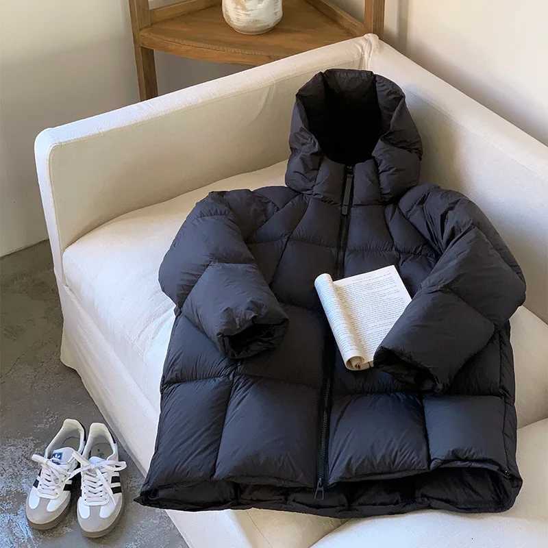 Midlength Down Cotton Coat Thicken New Grils Children Fashionable Korean Loose Casual Solid Comfortable Warm WinterT251016