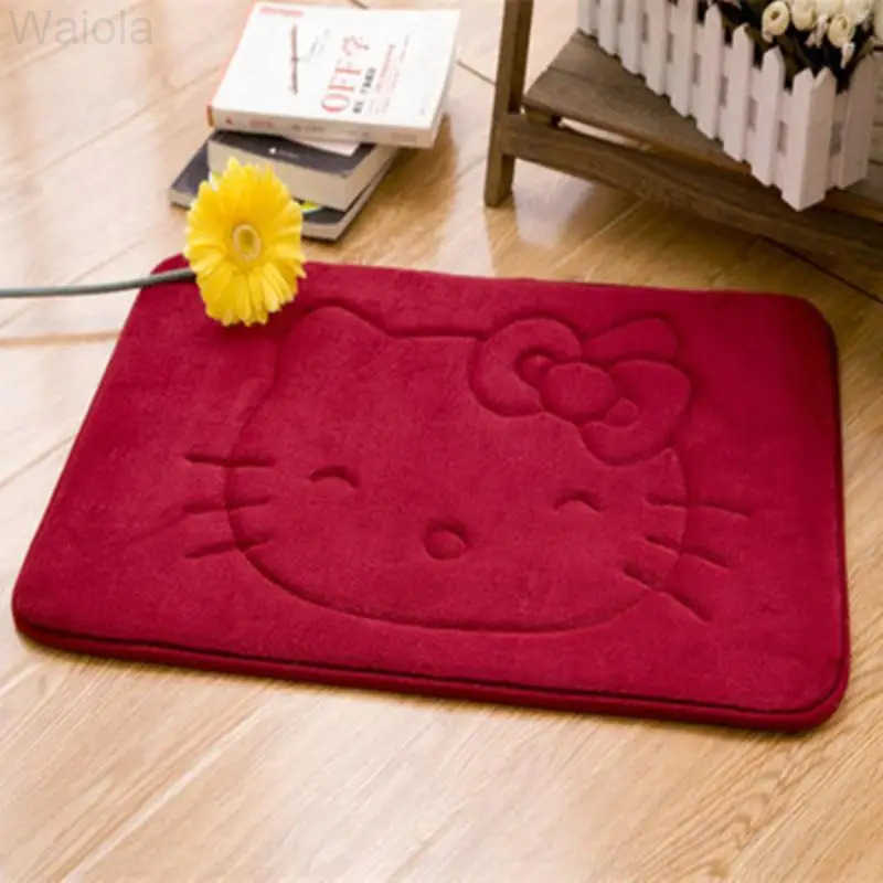 Sanrio Kawaii Hello Kitty Cartoon Entrance Carpet Thick and Cute Coral Fleece Bathroom Floor Mat Absorbent AntiSlip Mat 2024 L251016