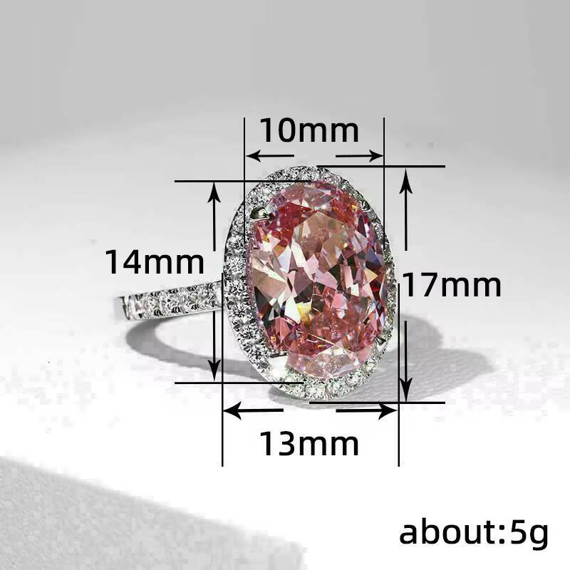 moissanite ring CAOSHI 2025 Big EggShaped Diamond Imitated Moissanite Rings Wedding Bride Oval Pink Zircon Finger Rings Women