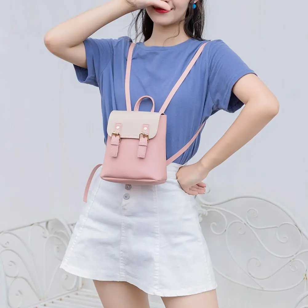 Candy Color Women Small Backpack Waterproof Splicing Hit Shoulder Bags School Bags for Teenage Girls Casual Student School BagT251016