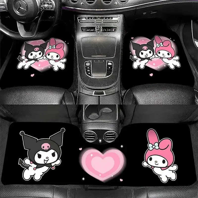 Sanrio Kawaii Hello Kitty Crystal Velvet Car Floor Mats My Melody Kuromi Anime Cartoon Wearresistant Car Protective Floor Mats L251016