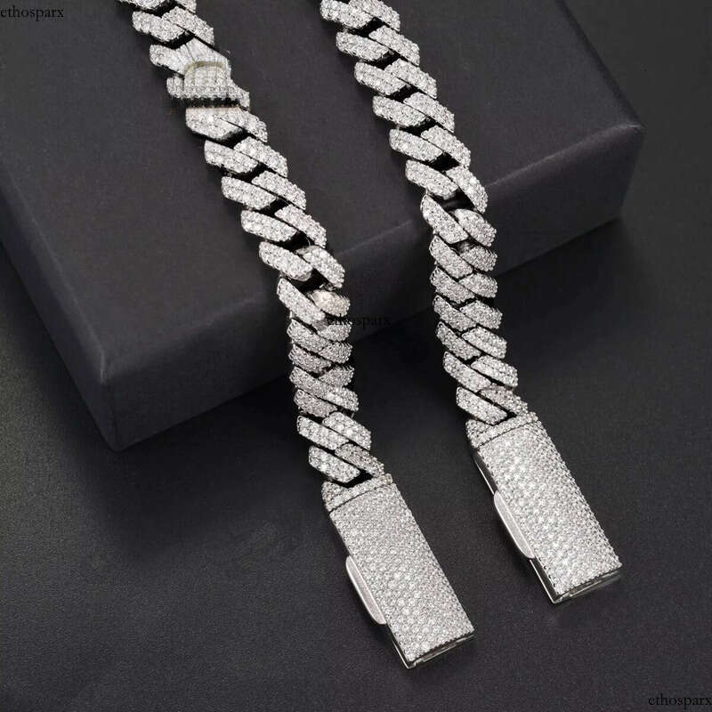 PROMOTION Fine 10mm Chain Bust Down Cuban Link VVS Moissanite Hip Hop Iced Out Gold Plated Necklace