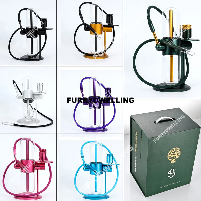 Rotating Aluminum Alloy Water Bongs With 360 Degree SANDGLAS Glass Gravity Dwe74 Bong Hookah Set Smoking Accessories