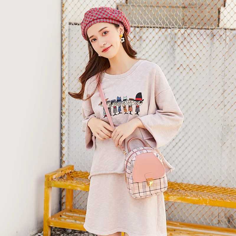 New Mini Backpack Crossbody Bag For Teenage Girl Plaid Women Shoulder Phone Purse Korean Style New Trendy Female 2022T251016