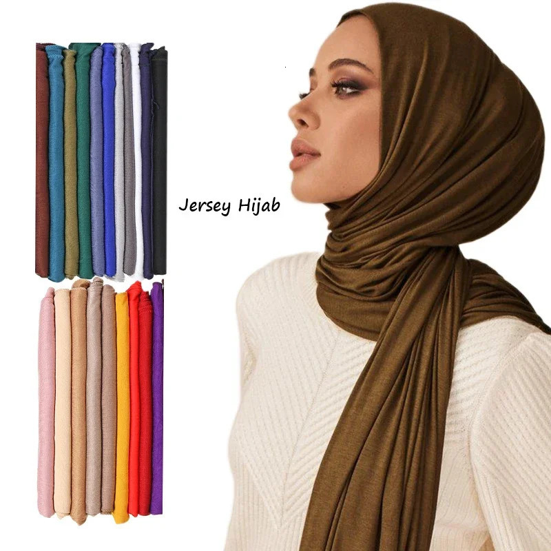 Modal Cotton Jersey Hijab Scarf For Women Stretch Shawl Plain Muslim Headband Fashion Solid Color Long Muffler 17060cm 251013