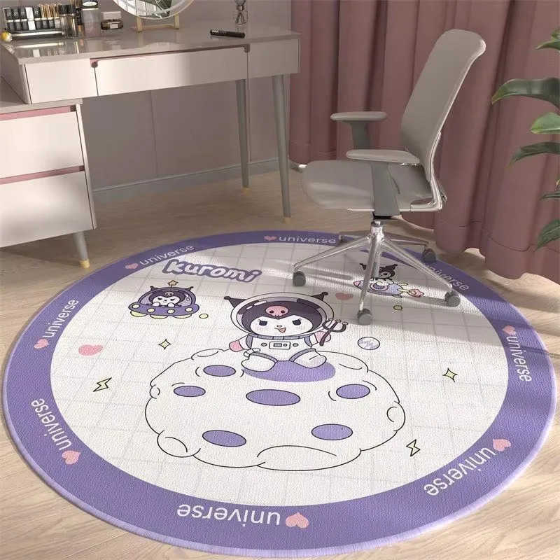Sanrio imitation cashmere carpet Kawaii Cinnamoroll non slip wear resistant door mat cute Kuromi round foot mat girl bedroom mat L251016