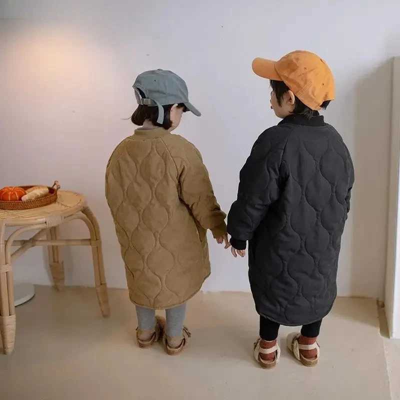 Korean Kids Outerwear Winter Girl New Children Midlength Padding Cotton Coat Baby Boys Warm Cotton Clothes Loose Coat 29 YrsT251016