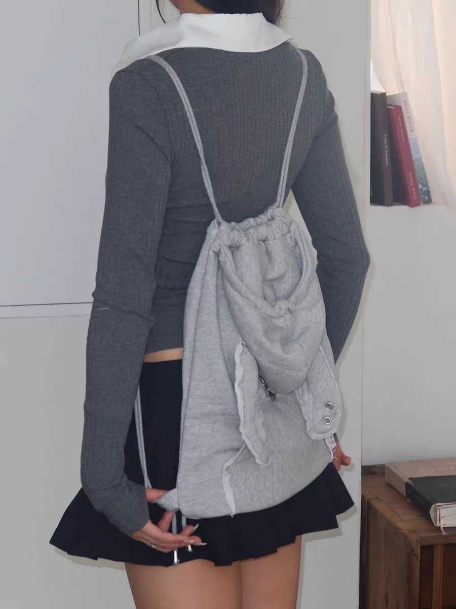 Miyagawa Korean Niche Womens Backpacks Versatile Drawstring Backpack Hoodie Hat BagsT251016