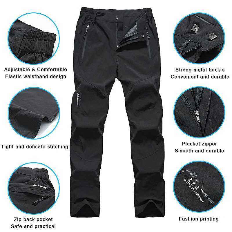 JNLN Men Camping Pants Waterproof Quick Dry Hiking Trekking Climbing Running Pants Summer Thin Outdoor Sport Mountain Trousers J251016