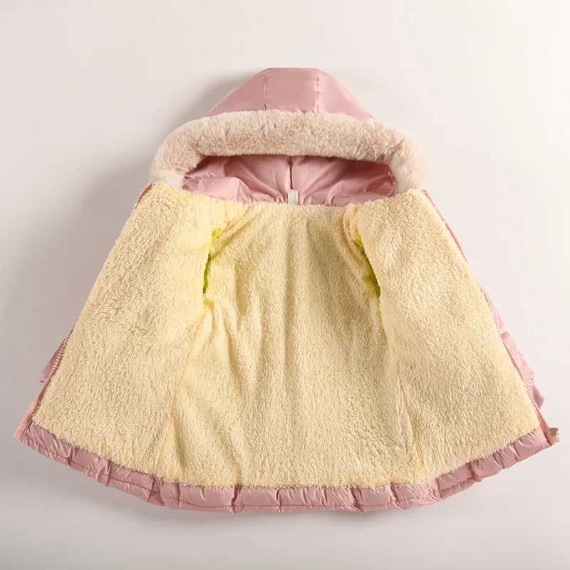 New 2025 05 years old winter thickened warm jacket hooded velvet outdoor boys cotton jacket windproof jacketT251016