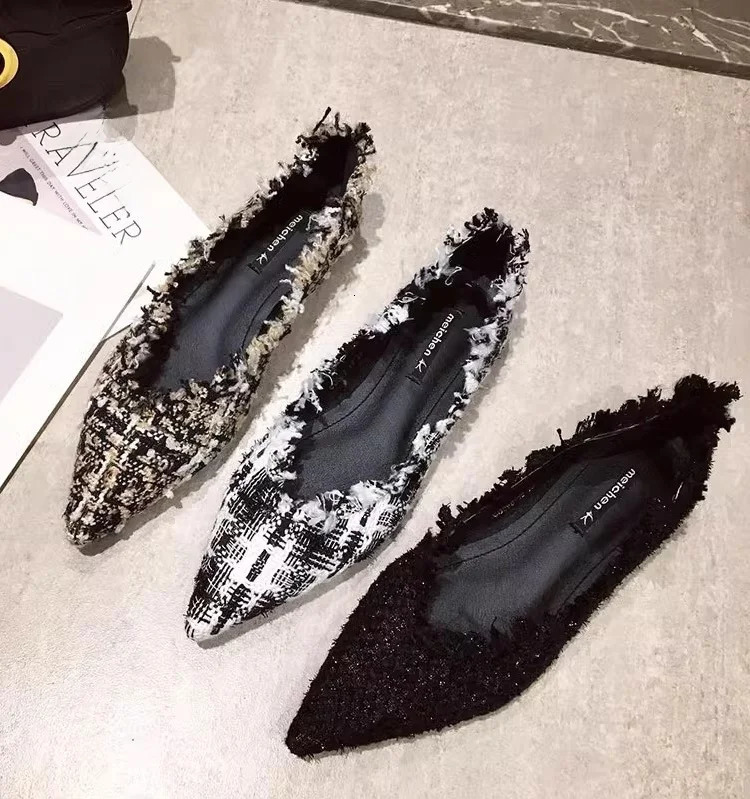 Womens Flat oes Spring Autumn Versatile Pointed Toe Ele Soft Bot Casual Low Cut Faionable Single oes 251013