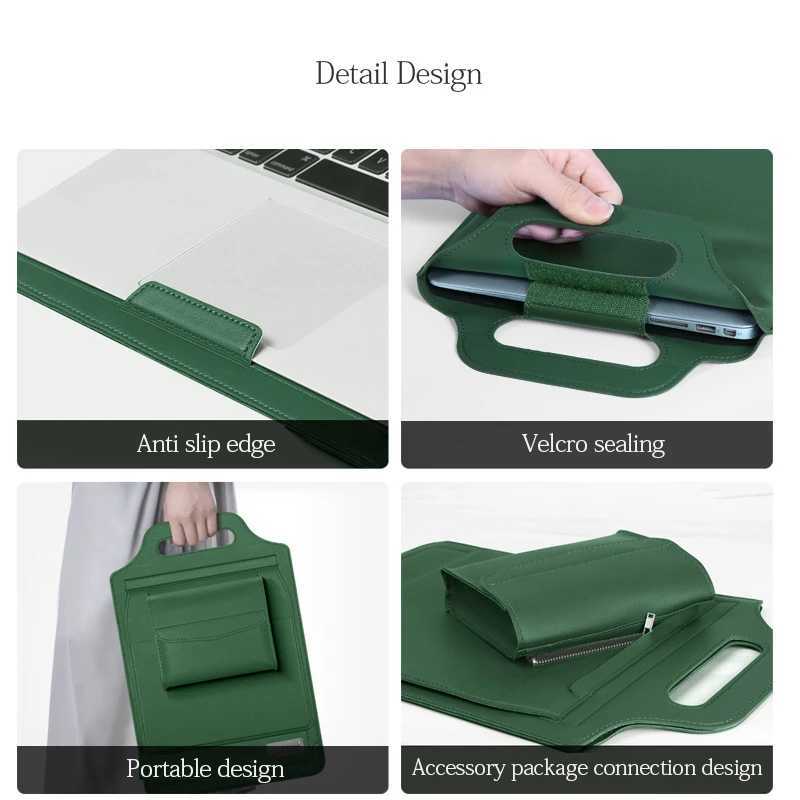 Multipurpose Laptop Sleeve for MacBook Air 13 M1 M2 M3 Pro 14 154 16 inch PU leather case mouse pad with bracket Laptop BagW251015