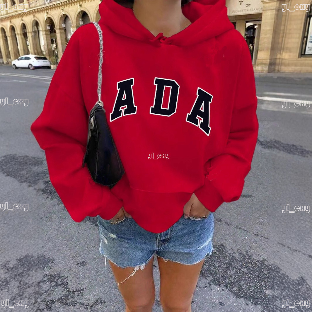 ada hoodie designer woman Hoodies Casual Satin Letters Loose Hooded ADA Sweater Plus Velvet Warm Women's Clothing Loose Casual Pure Cotton High Quality Tops 7ae 141