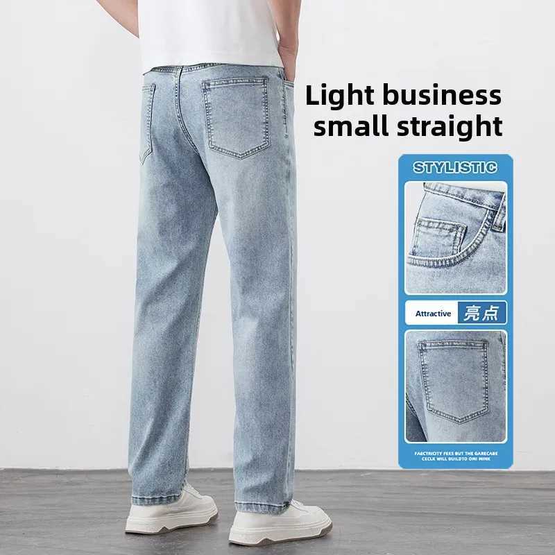 Summer lyocell thin jeans mens 25 years highend light business washed retro straight trousers J251016