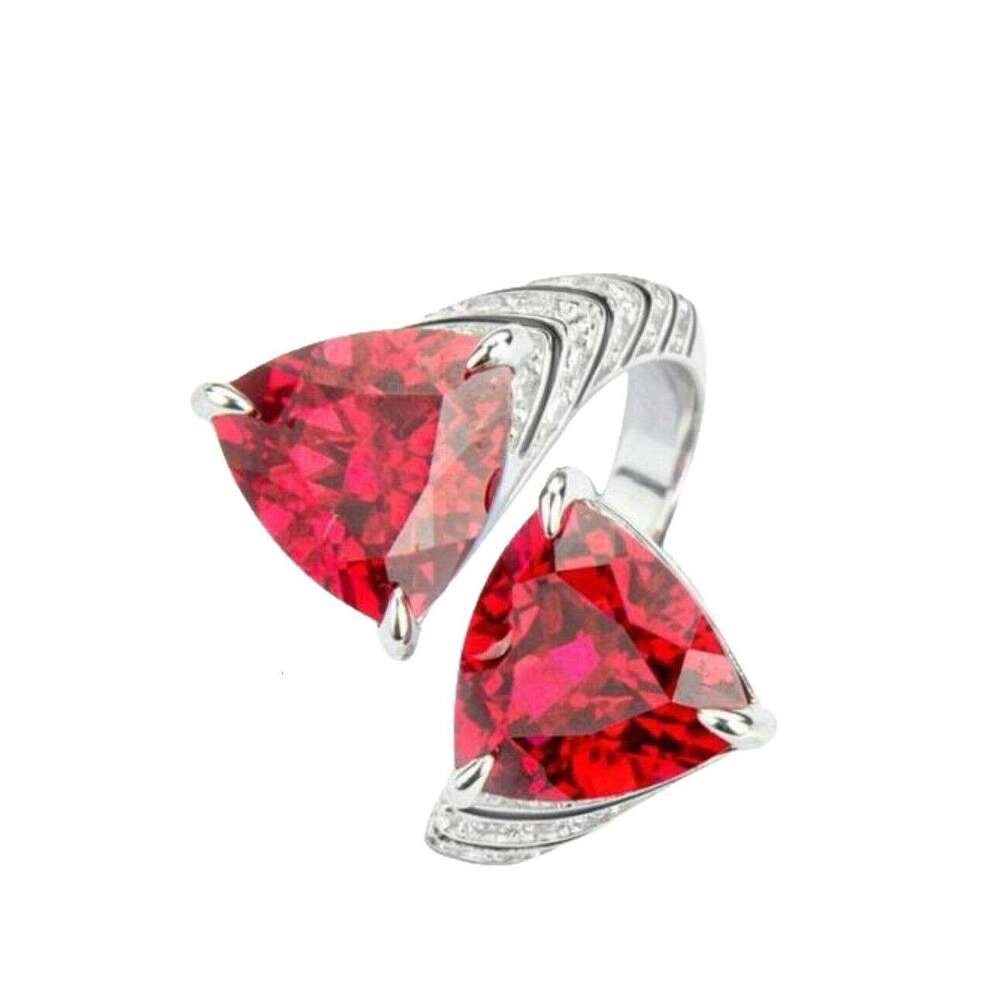 Exquisite High-End Heavy Craft Blood Red Diamond Ring Niche Design Versatile Temperament ddmypluto