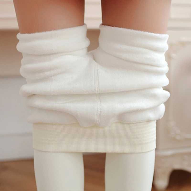 Women Fashion White Thin Velvet Pantyhose Lolita Fleece Tights Elasticity Stocking Female Solid Color Winter Warm TightsT251016