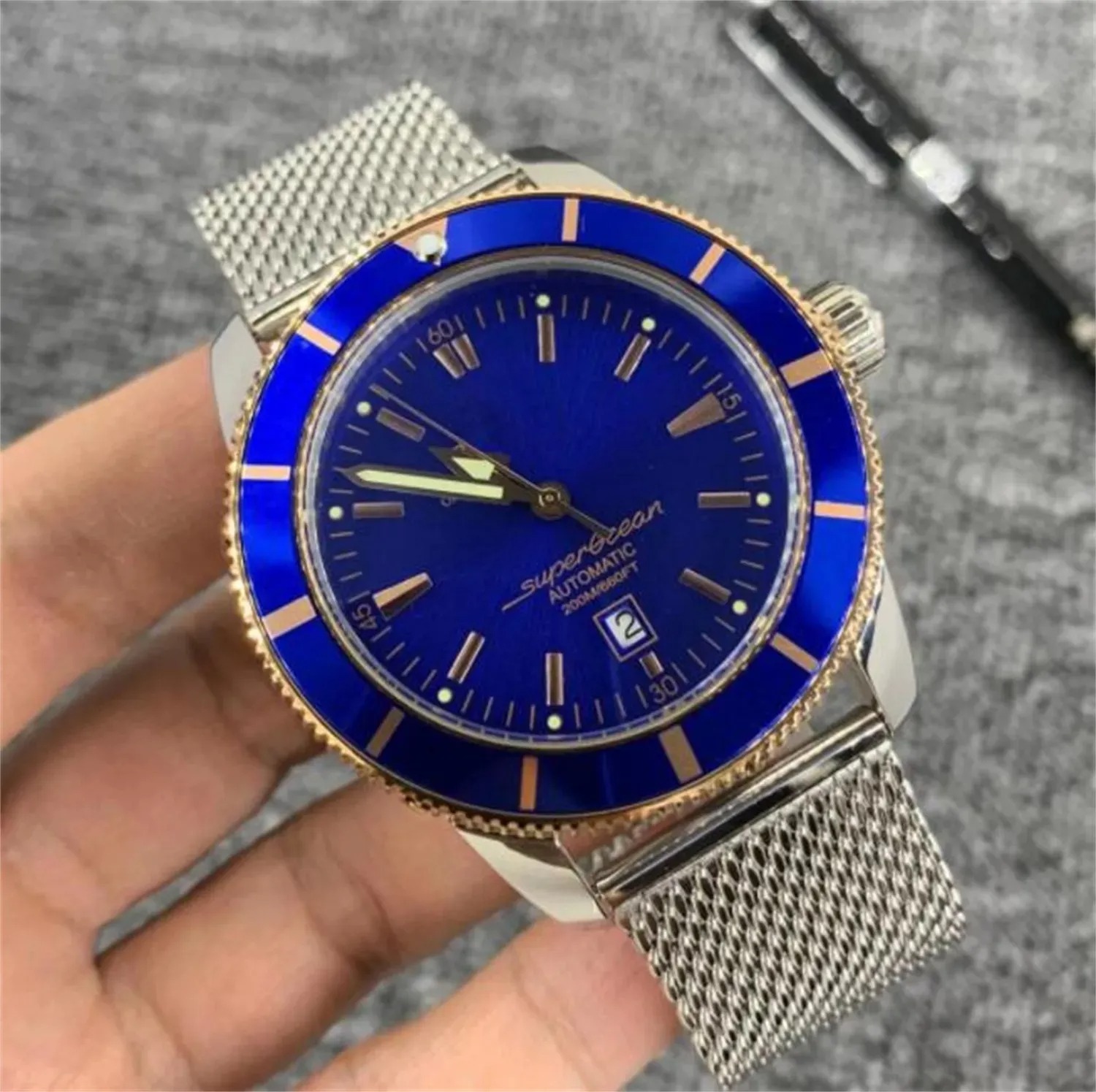U1 Top AAA Designer Super Ocean Mechanical Watch Men Automatic Movement Rotatable Ceramic Bezel Sapphire Watch Rubber Strap Gents Sport 1884 Wristwatc