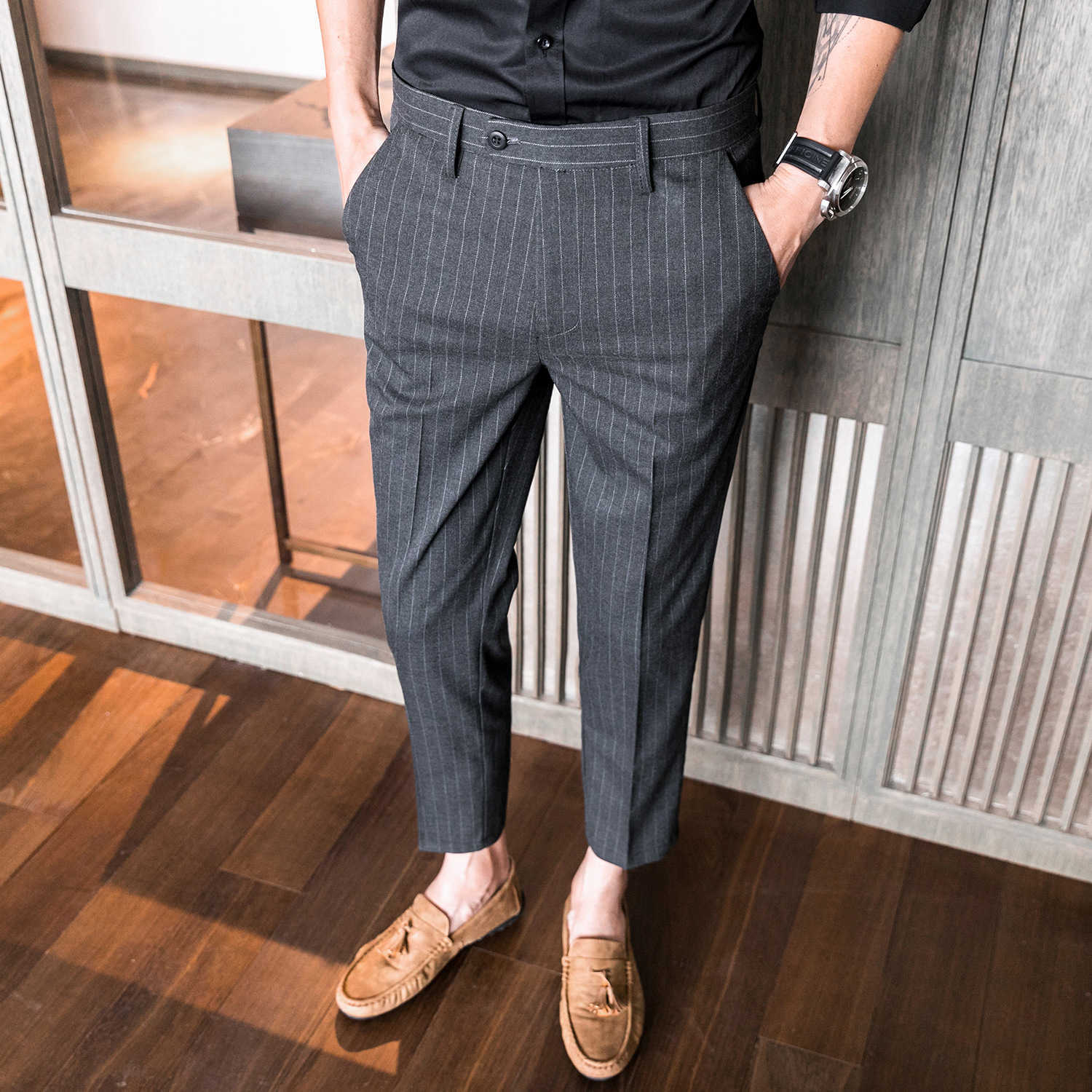 Autumn winter wool fabric thick suit pants high-quality mens clothing business ultra-thin mens clothing formal wear office social dress pants W241231