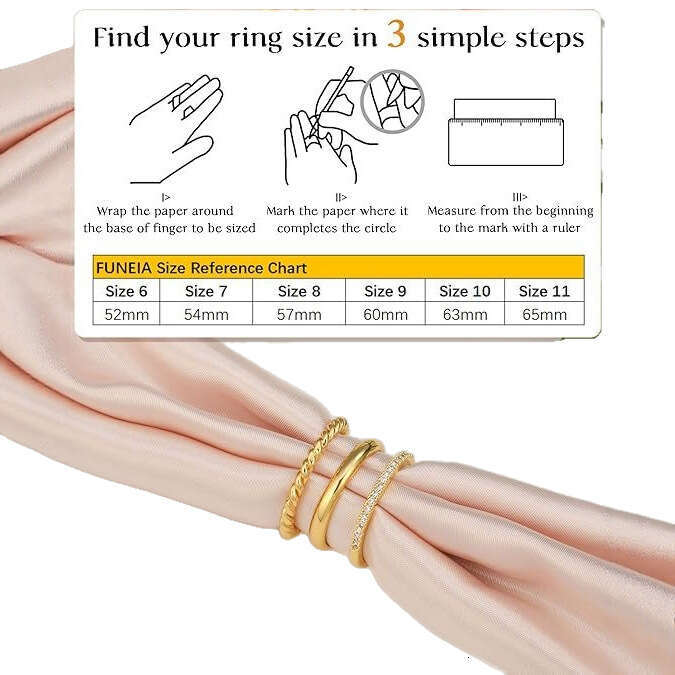 Three-Piece Stacking Rings for Women, Copper Plated with Real Gold, Micro-Paved Zircon Tail Rings, High-End Jewelry ddmypluto