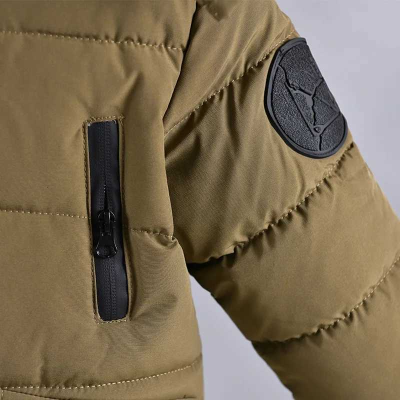 New Big Boy Winter Jacket 30 Warm Thicken Fur Collar Hooded Parka Long Solid Color Lining Plush Cotton Outwear for 510Y KidsT251016