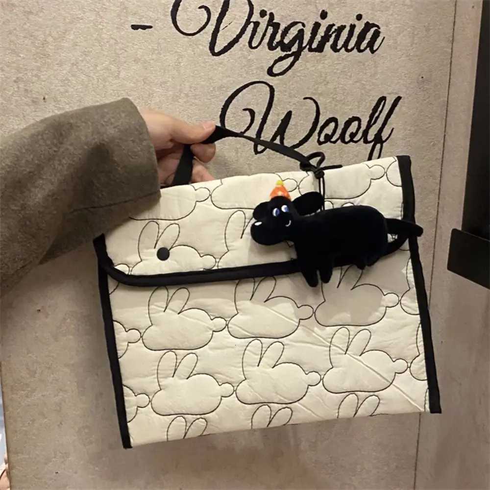 Cute Shockproof Laptop Sleeve Case Rabbit Plaid Laptop Handbag Large Capacity Cartoon Notebook CoverW251015