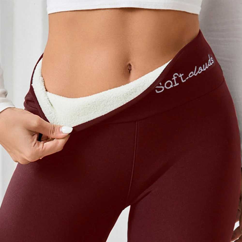Embroidered Fleece Leggings Winter Warm Pants for Women High Waist Thikcened Tights Casual Elastic Comfortable Thermal LeggingT251016