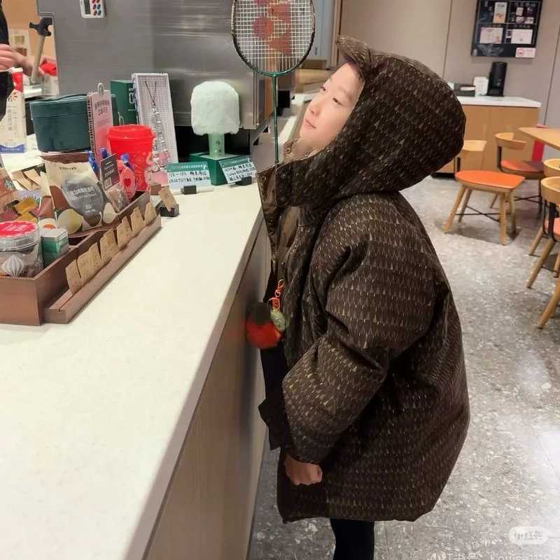 Chlidrens Reversibledown Coat 2025 New Korean Fashionable Casual Daily Long Sleeve Vintage Thicken Warm Cottonpadded ParkasT251016