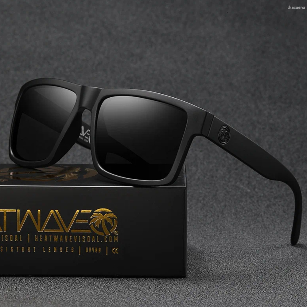 Sunglasses Sunglasses HEAT WAVE HD Polarized For Men Sports Eyewear Mirror Square Sun Glasses Fashion Women Shades UV400 Black Goggles AA