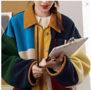 2025 Autumn/Winter New Top Designer Jacket design White Painting Workshop Color Matisse Retro Color Block Luxury Multi Color Loose Lamb Wool Short Coa