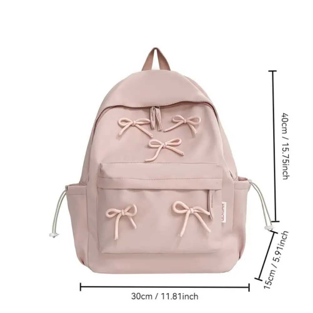 Fashion Large Capacity Bow Backpack Bow decoration Solid Color Girls Backpack Zipper Travel Bag Students Luggage BagsT251016