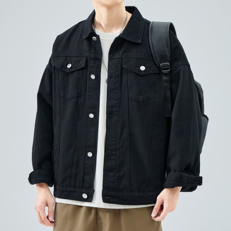 High-end work wear jacket for men, spring and autumn trendy brand, loose American retro lapel jacket, casual and cool denim