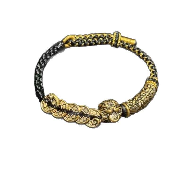 SL0500 Lucky Five Emperors Money Pixiu Taotie Pattern Bracelet Men's Jewelry Blessing Wealth Trendy Versatile ddmypluto