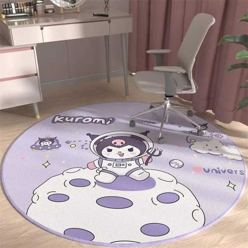 Sanrio imitation cashmere carpet Kawaii Cinnamoroll non slip wear resistant door mat cute Kuromi round foot mat girl bedroom mat L251016