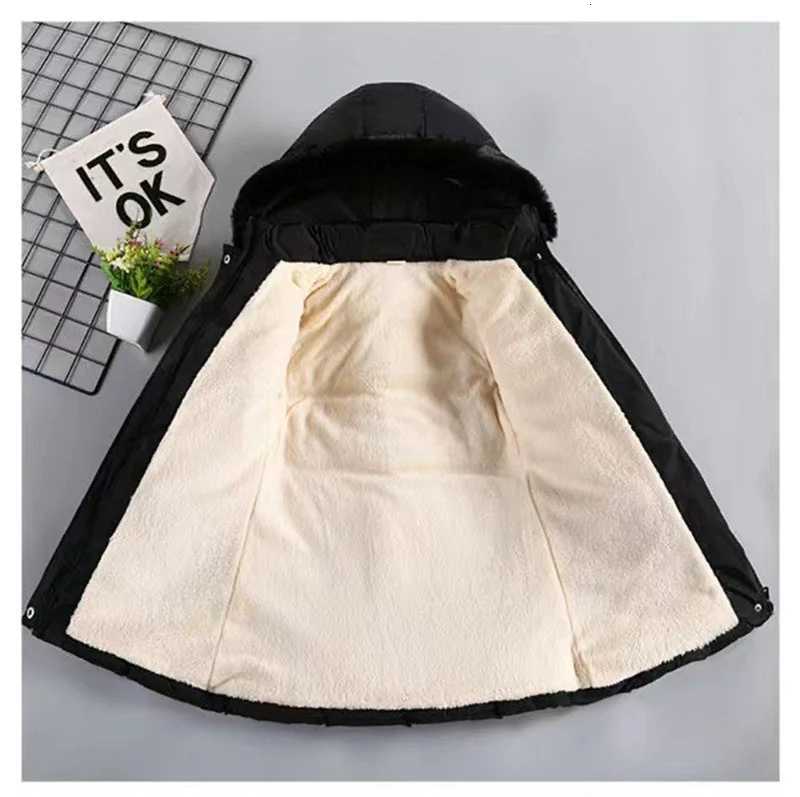 Girls Faux Fur Collar Jackets Winter Thick Warm Hooded Outerwear Kids Zipper Waterproof Christmas Long Coat Christmas ClothesT251016