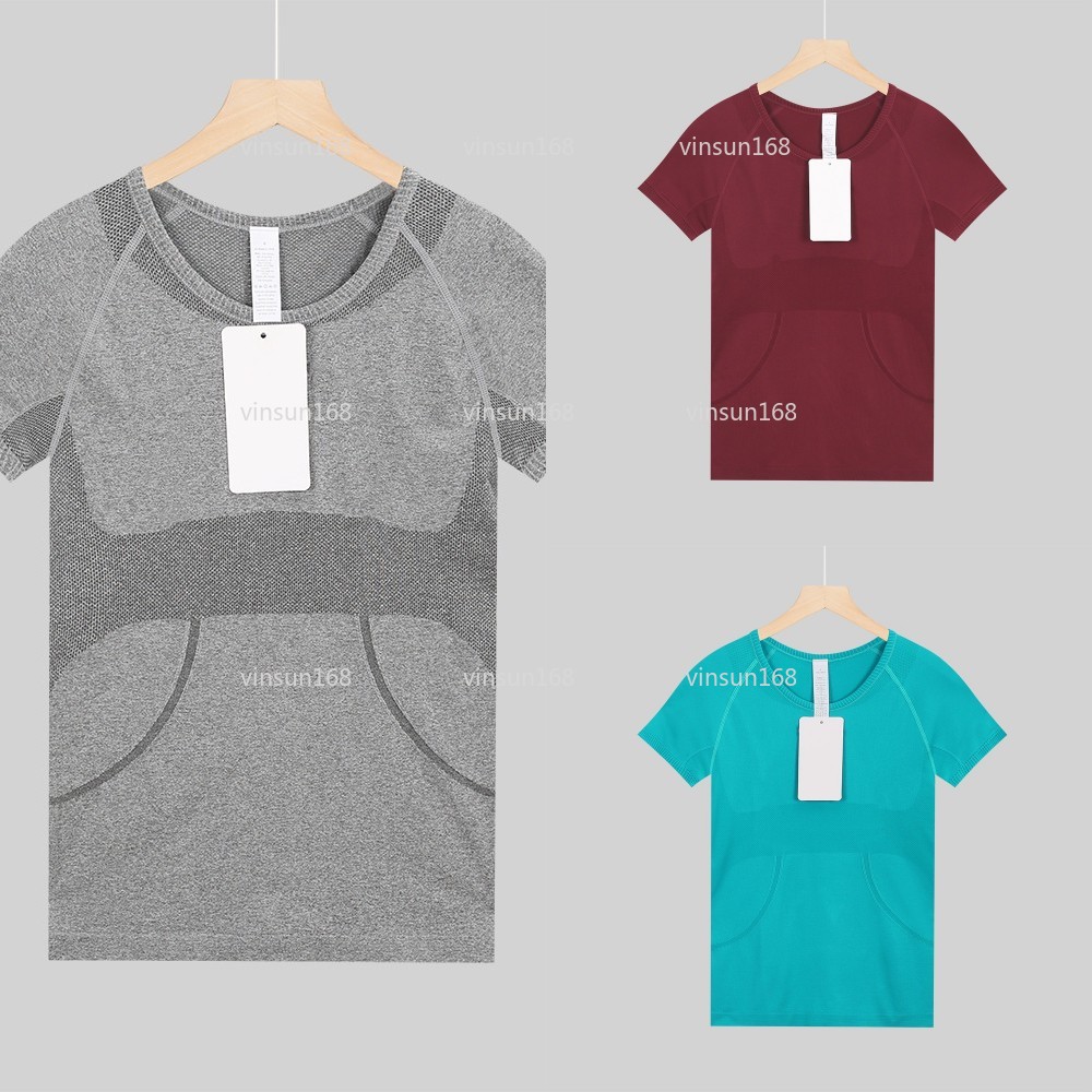 Designer Yoga Women Sexy Quick-Drying Short-Sleeved 1.0 2.0 T-Shirt Round Neck Top Fitness Gym Exercise Morning Running Clothes Daily Outfit