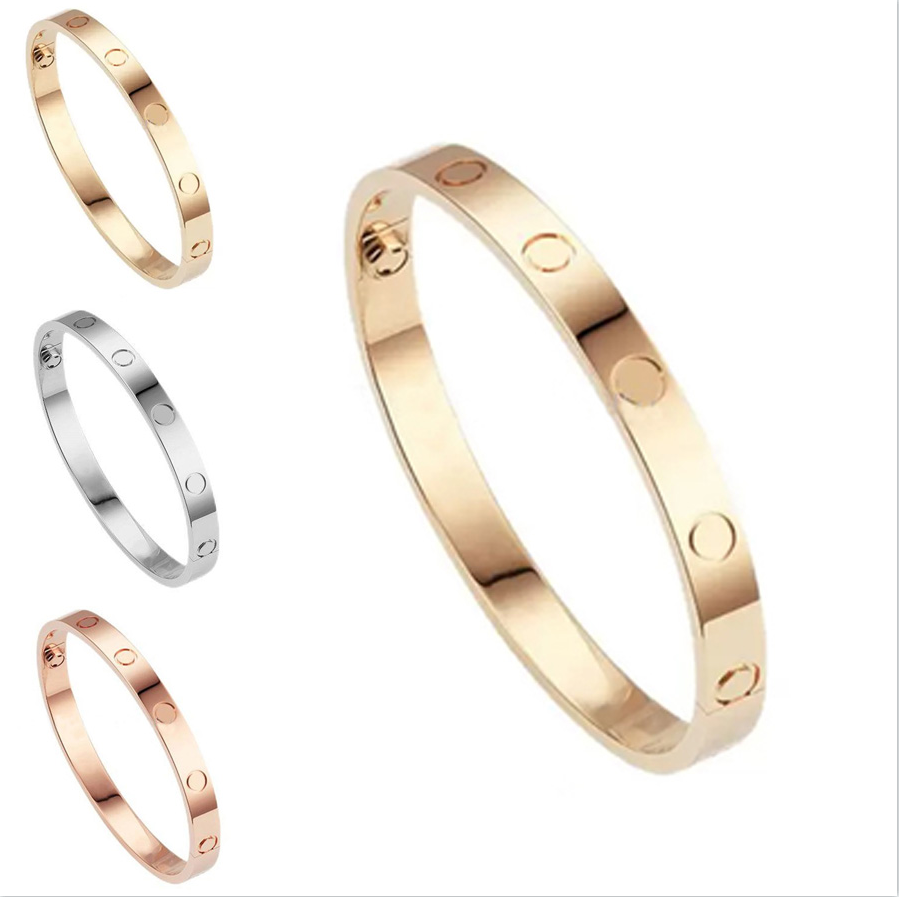 316L TiTitanium Classic Bangles Bracelets For Wristband Bangle Rose Gold Couple Bracelet For Valentine's Day with box 15-22cm