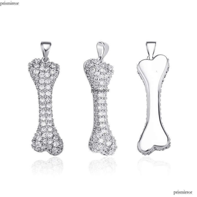 Mens Hip Hop Necklace Jewelry Sier Iced Out Bone Pendant Necklaces