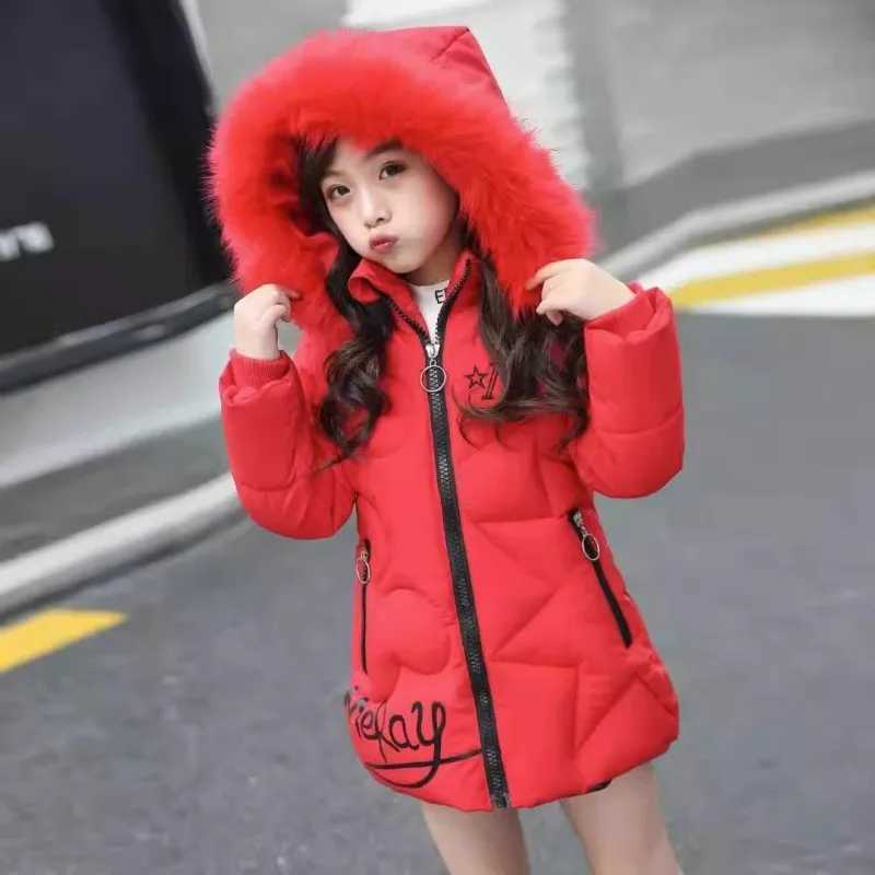 Kids Girls Faux Fur Collar Hooded Jackets Winter Thick Warm Outerwear Parka Snowsuit Coats Princess Christmas Clothes For 312 YT251016