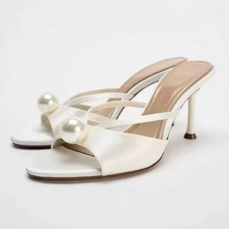 Luxury String Bead Brand Designer Slippers Women High Quality Satin Narrow Band Slide Sandals Elegant Opentoe Party Dress Shoes Z251015